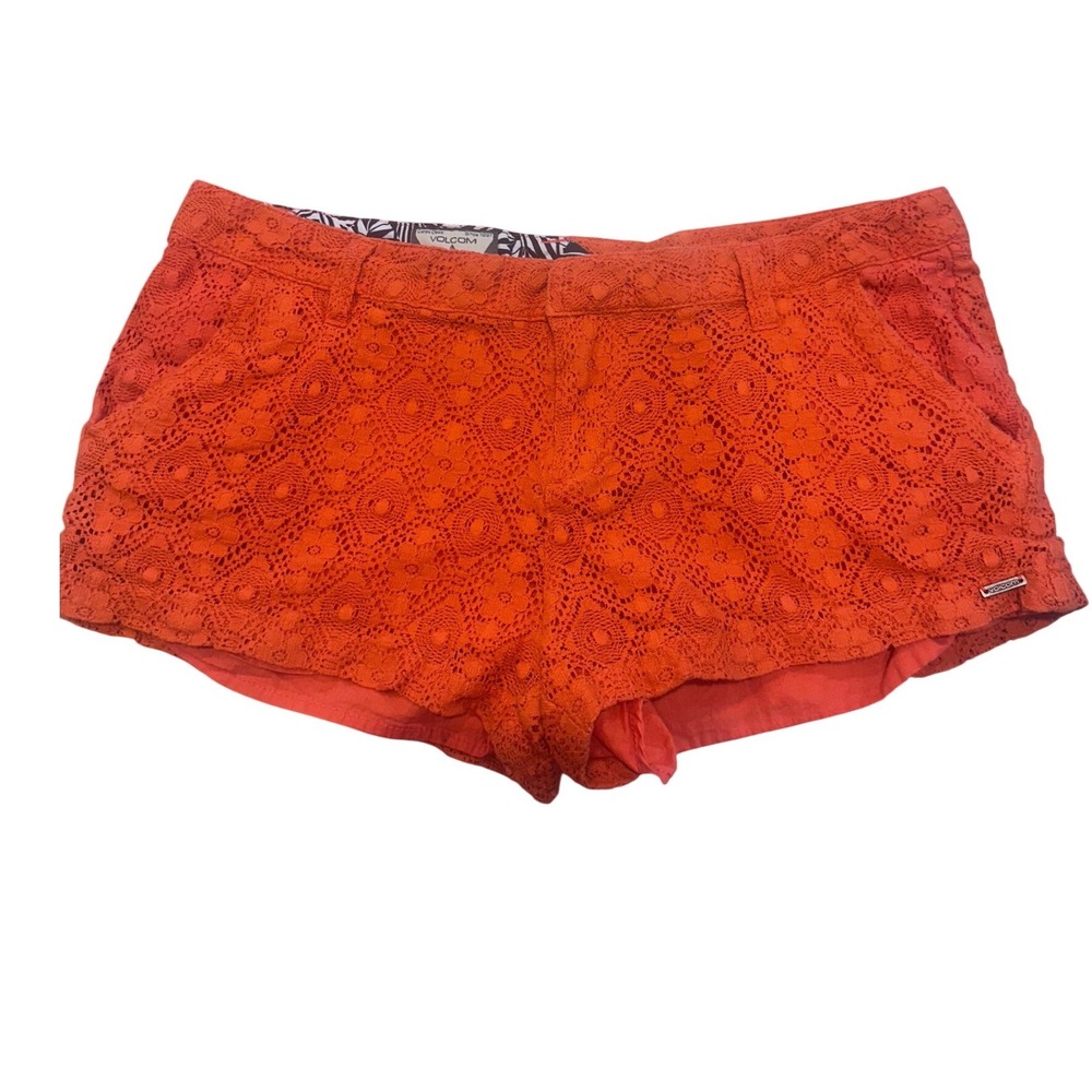 Volcom Laced Wave Shorts Orange Floral Lace B0931300 Womens Size 9 Waist 29